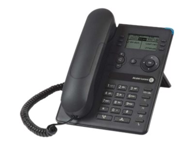 ALE 8008 Einstiegs-DeskPhone, 64 x 128 Pixel, Schwarzweiß-LCD, keine Hintergrundbeleuchtung, 6 Softkeys, 2 Fast Ethernet-Ports, Breitban dunterstützung. Ein Ethernet-Kabel ist im Lieferumfang nicht enthalten.