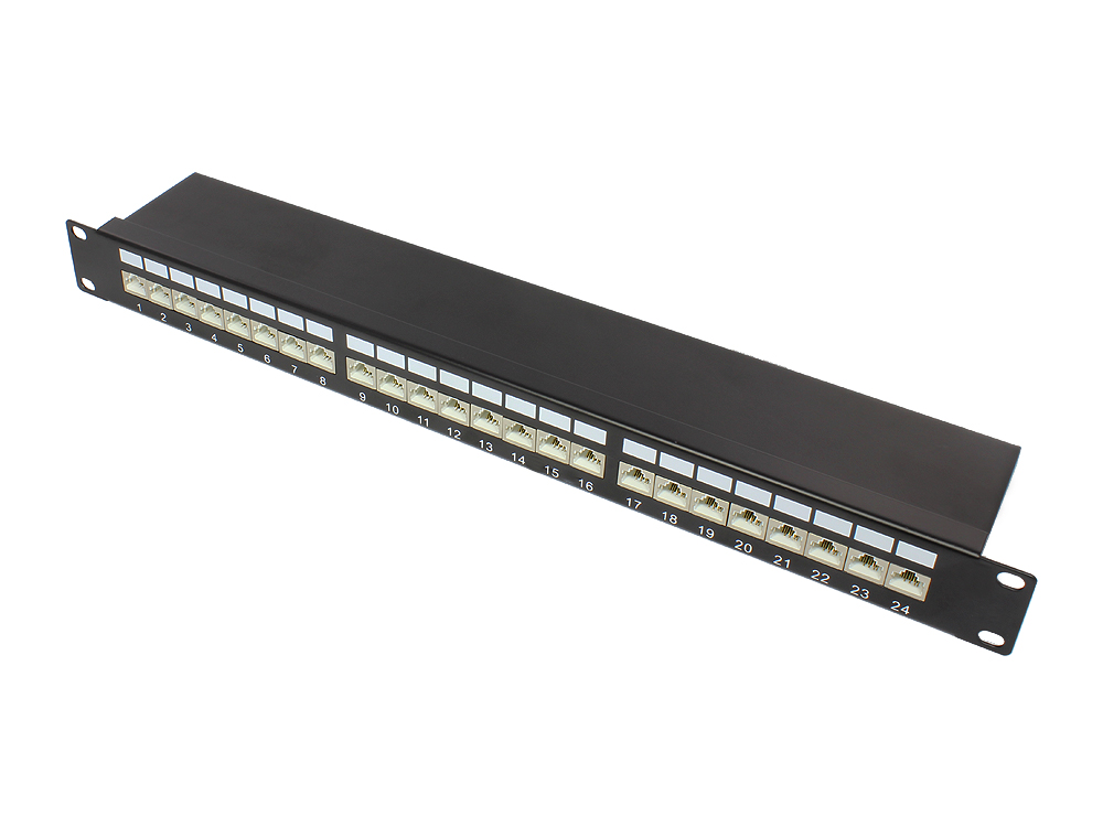 Patch Panel 19'' Cat.6, geschirmt, STP, 1HE, 24-Port, schwarz RAL9005, Good Connections