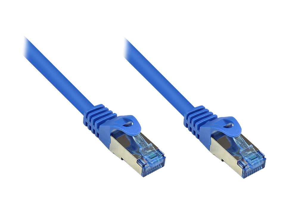 Patchkabel, Cat. 6A, S/FTP, PiMF, halogenfrei, 500MHz, blau, 1m, Good Connections