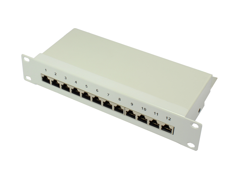 Patch Panel 10'' Cat.6, geschirmt, STP, 12port, grau RAL7035, Good Connections