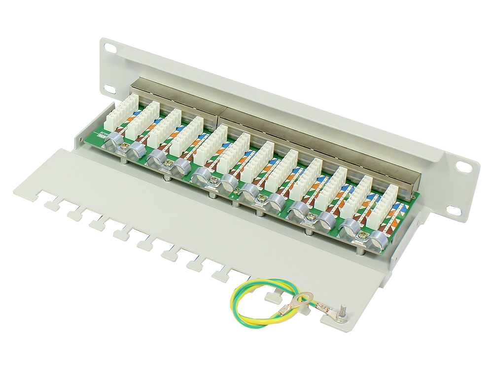 Patch Panel 10'' Cat.6, geschirmt, STP, 12port, grau RAL7035, Good Connections
