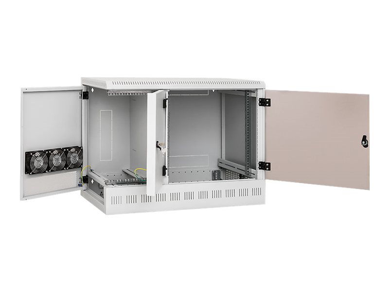 19" Wandschrank  mit drei Einbauabschnitten : 12HE+6HE/Einbauteife 460mm  + 3HE/Einbautiefe 840mm  - Delta RF - Triton