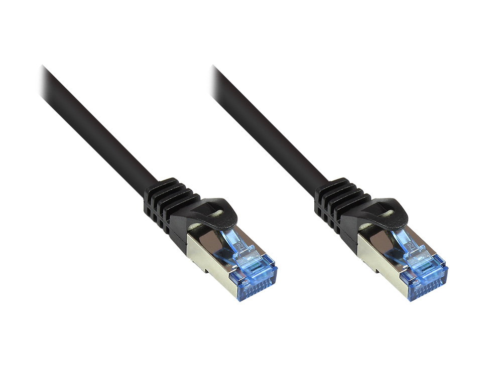 Patchkabel, Cat. 6A, S/FTP, PiMF, halogenfrei, 500MHz, schwarz, 10m, Good Connections