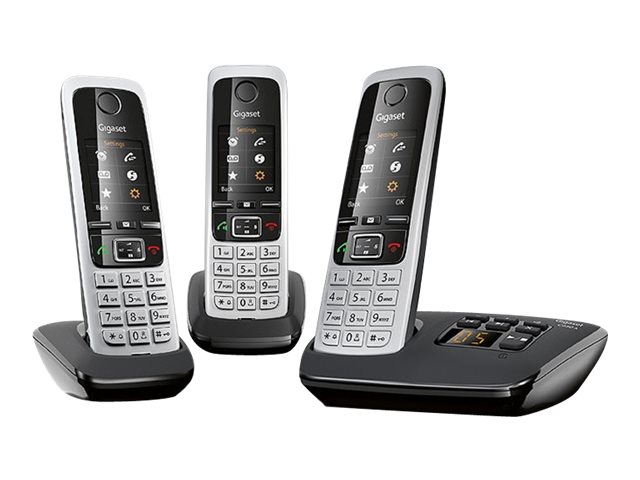 GIGASET C430A Trio schwarz + 2 zus. Mobilteile, 200 Adressbucheinträge TFT-Farb-Display Wecker Kalender