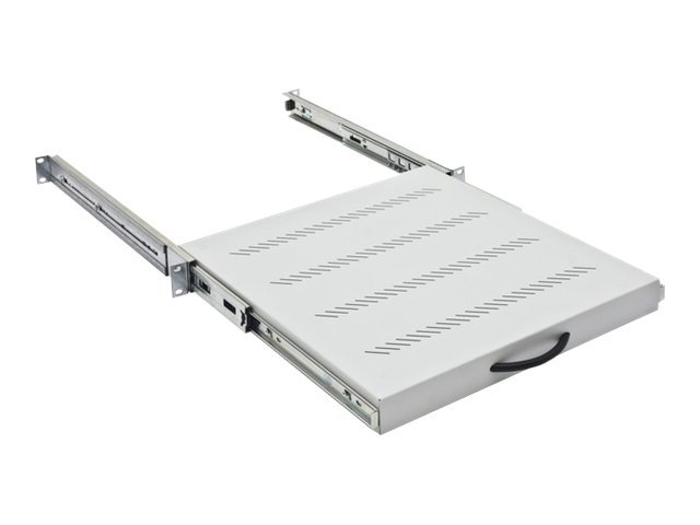 19" Fachboden ausziehbar mit Teleskopschienen 1HE/Vollauszug 450mm  - Gleitschiene, ausziehbarer Fachboden - Triton