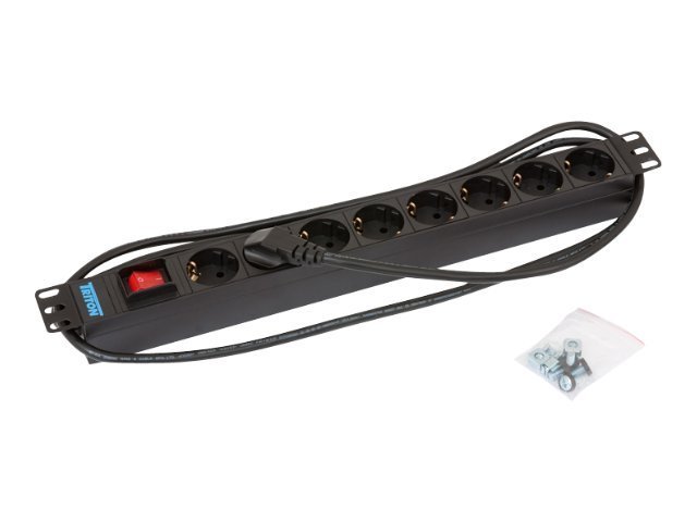 19" Steckdosenleiste, 8-fach, max 16A, Ein-/Ausschalter,  Kabel 3x1.5mm, 2m - Steckdosenleiste - Triton