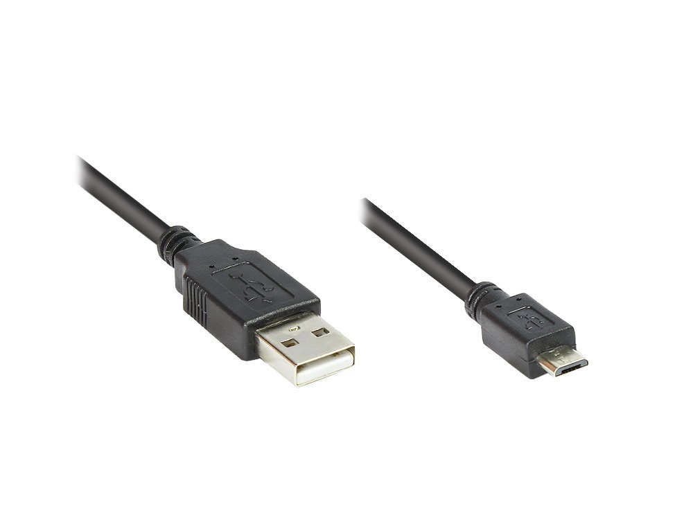 Anschlusskabel USB 2.0 Stecker A an Stecker Micro B, schwarz, 3m, Good Connections®