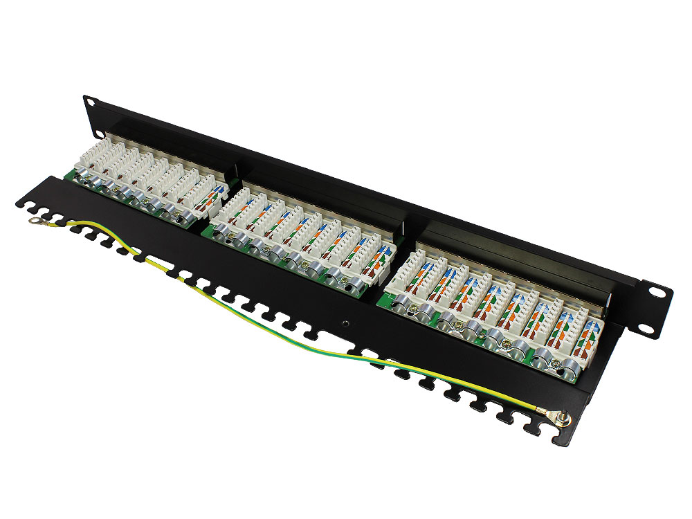 Patch Panel 19'' Cat.6, geschirmt, STP, 1HE, 24-Port, schwarz RAL9005, Good Connections